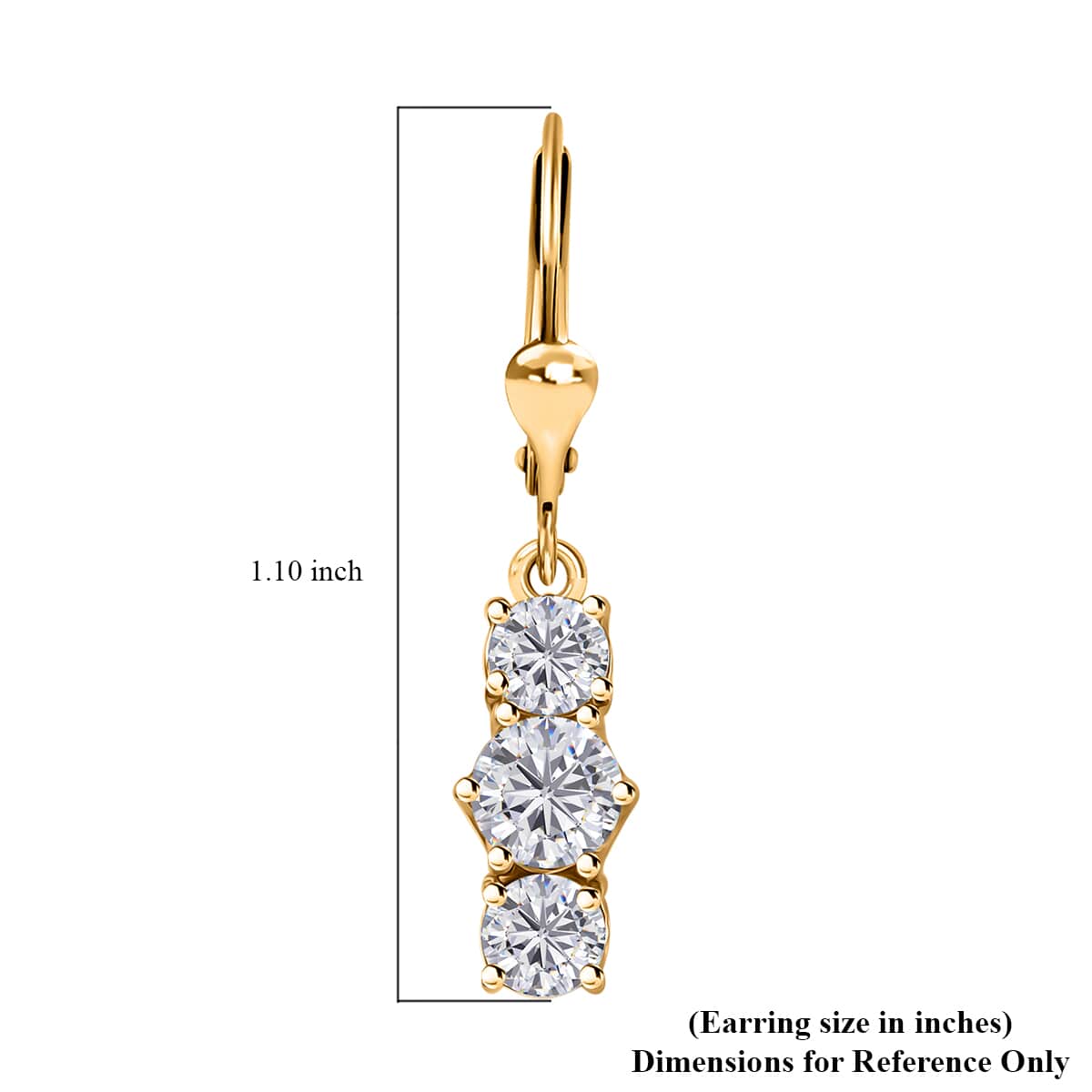 Moissanite 1.75 ctw Lever Back Earrings in 18K Vermeil Yellow Gold Over Sterling Silver image number 4