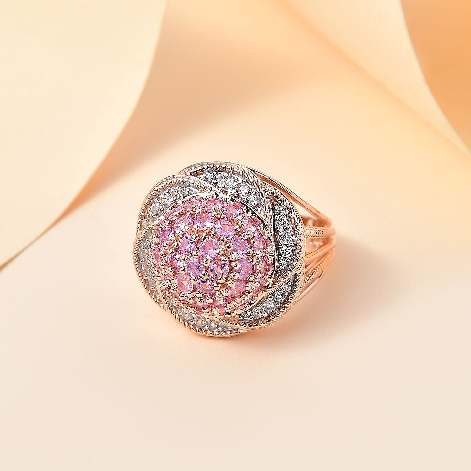Madagascar Blue Sapphire, White Zircon Radiant Galaxy Ring in Rhodium Over Sterling Silver (Size 7.0) 3.25 ctw