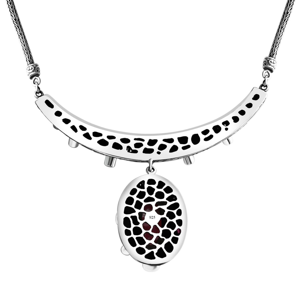Bali Legacy Argentinian Rhodochrosite and Multi Gemstone 29.70 ctw Moonlit Majesty Tulang Naga Necklace Sterling Silver 20 Inches image number 4