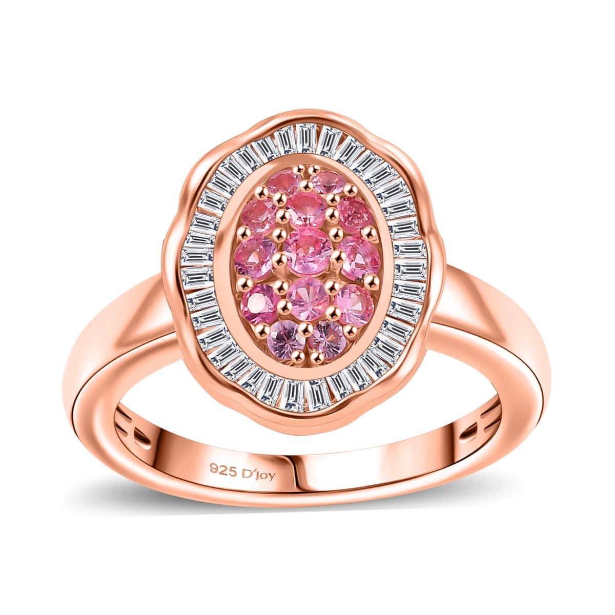 Mahenge Spinel and Diamond 0.65 ctw Blossom Halo Ring in 18K Vermeil Rose Gold Over Sterling Silver (Size 10.0) (Del. in 10-12 Days) image number 0