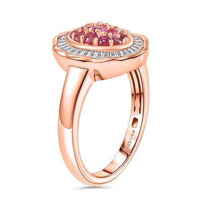 D'Joy Mahenge Spinel and Diamond 0.65 ctw Blossom Halo Ring in 18K Vermeil Rose Gold Over Sterling Silver (Size 10.0)