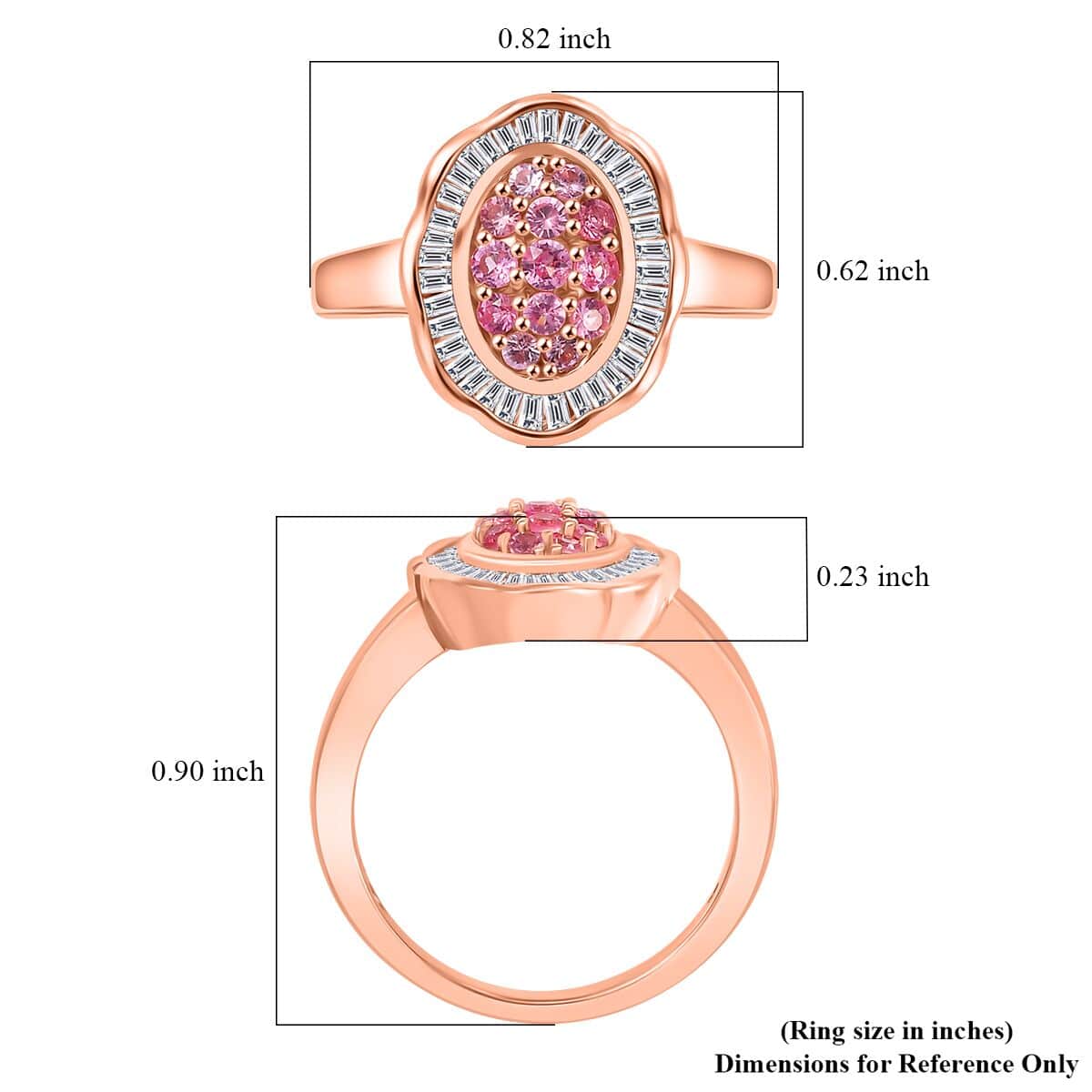 Mahenge Spinel and Diamond 0.65 ctw Blossom Halo Ring in 18K Vermeil Rose Gold Over Sterling Silver (Size 10.0) (Del. in 10-12 Days) image number 5