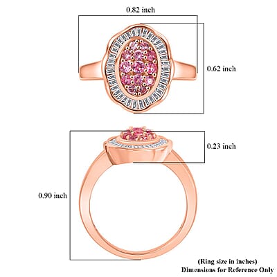 D'Joy Mahenge Spinel and Diamond 0.65 ctw Blossom Halo Ring in 18K Vermeil Rose Gold Over Sterling Silver (Size 10.0)