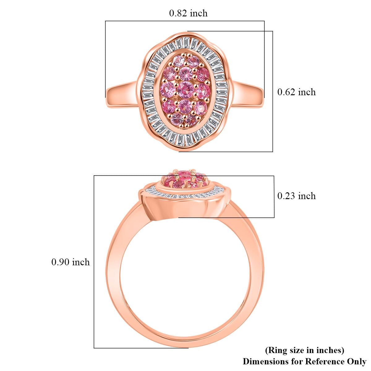 Mahenge Spinel and Diamond 0.65 ctw Blossom Halo Ring in 18K Vermeil Rose Gold Over Sterling Silver (Size 9.0) image number 5