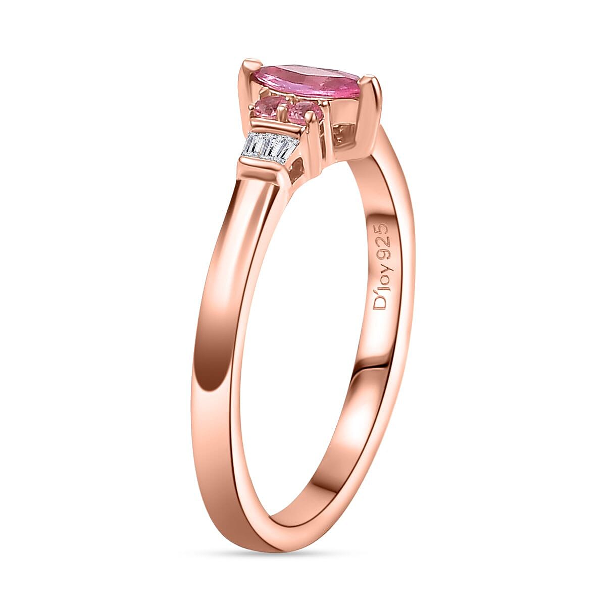 D'Joy Mahenge Spinel and Diamond 0.35 ctw Petite Marquise Ring in 18K Vermeil Rose Gold Over Sterling Silver (Size 7.0)