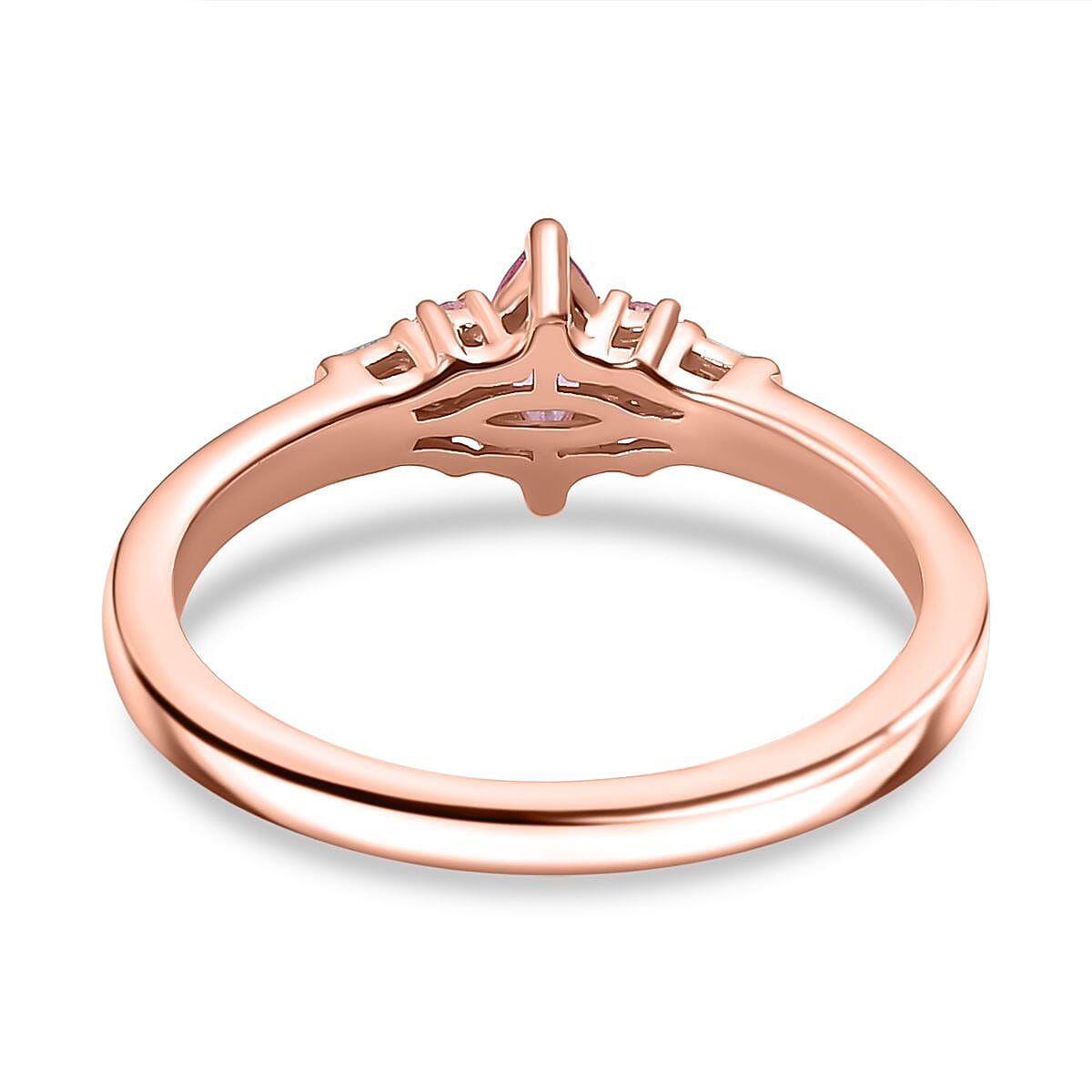 D'Joy Mahenge Spinel and Diamond 0.35 ctw Petite Marquise Ring in 18K Vermeil Rose Gold Over Sterling Silver (Size 7.0)