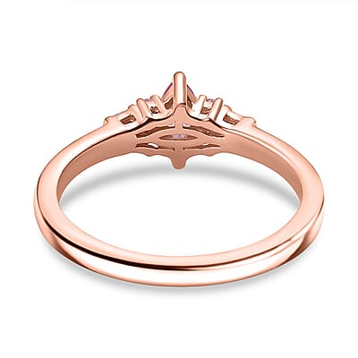 D'Joy Mahenge Spinel and Diamond 0.35 ctw Petite Marquise Ring in 18K Vermeil Rose Gold Over Sterling Silver (Size 7.0)