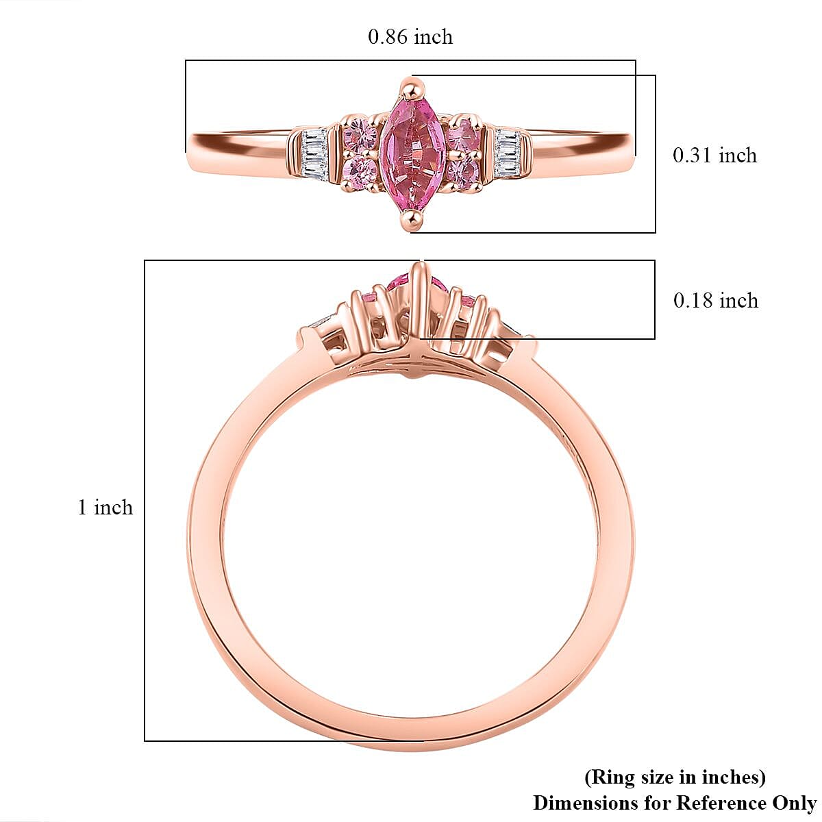 D'Joy Mahenge Spinel and Diamond 0.35 ctw Petite Marquise Ring in 18K Vermeil Rose Gold Over Sterling Silver (Size 7.0)