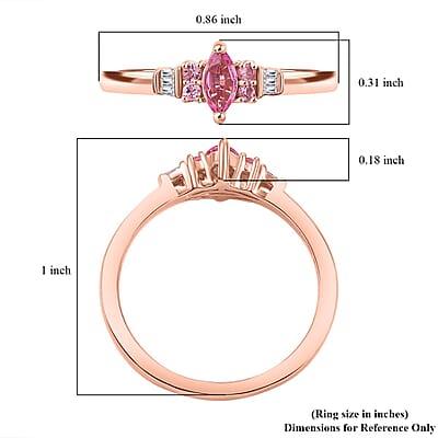 D'Joy Mahenge Spinel and Diamond 0.35 ctw Petite Marquise Ring in 18K Vermeil Rose Gold Over Sterling Silver (Size 7.0)