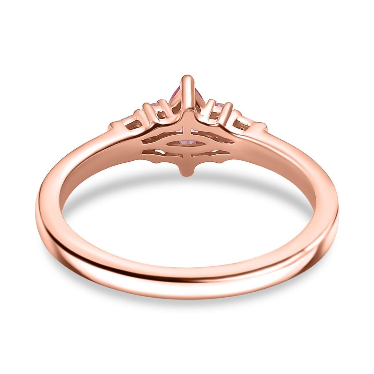 Mahenge Spinel and Diamond 0.35 ctw Petite Marquise Ring in 18K Vermeil Rose Gold Over Sterling Silver (Size 8.0) image number 4
