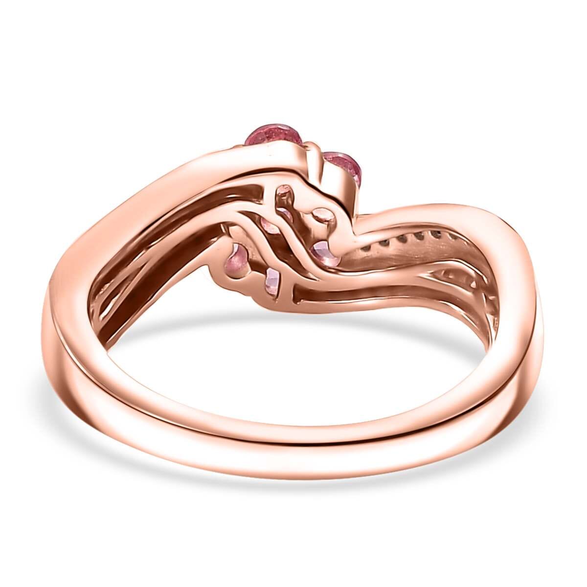 Mahenge Spinel, Brown and White Zircon 1.00 ctw Twist Floral Ring in 18K Vermeil Rose Gold Over Sterling Silver (Size 9.0) image number 4