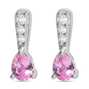 Mahenge Spinel and Moissanite 0.35 ctw Drop Earrings in Rhodium Over Sterling Silver