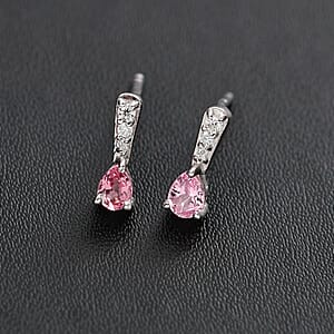 D'Joy Mahenge Spinel and Moissanite 0.35 ctw Drop Earrings in Rhodium Over Sterling Silver