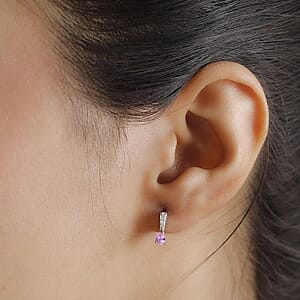 D'Joy Mahenge Spinel and Moissanite 0.35 ctw Drop Earrings in Rhodium Over Sterling Silver