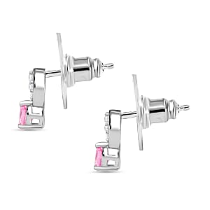 D'Joy Mahenge Spinel and Moissanite 0.35 ctw Drop Earrings in Rhodium Over Sterling Silver