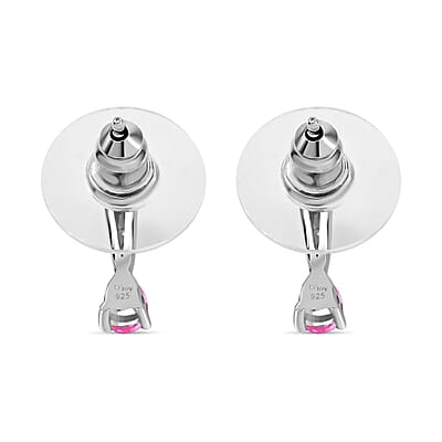 D'Joy Mahenge Spinel and Moissanite 0.35 ctw Drop Earrings in Rhodium Over Sterling Silver