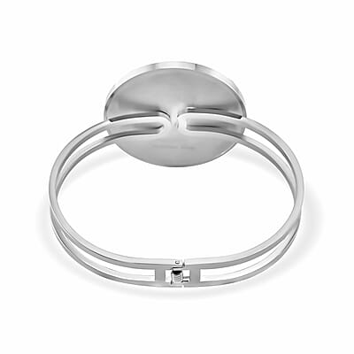 Orange Murano Style Bangle Bracelet in Stainless Steel (7.5 In)