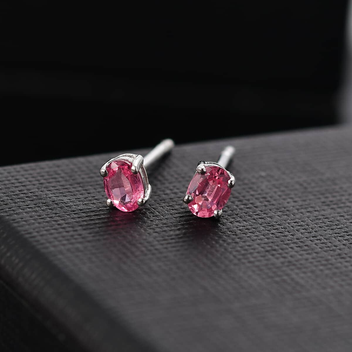 Mahenge Spinel 0.40 ctw Solitaire Stud Earrings in Rhodium Over Sterling Silver image number 1