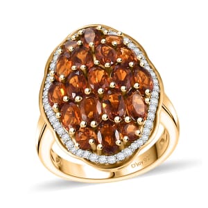Premium Santa Ana Madeira Citrine and White Zircon 4.10 ctw Harvest Flame Ring in 18K Vermeil Yellow Gold Over Sterling Silver (Size 8.0)