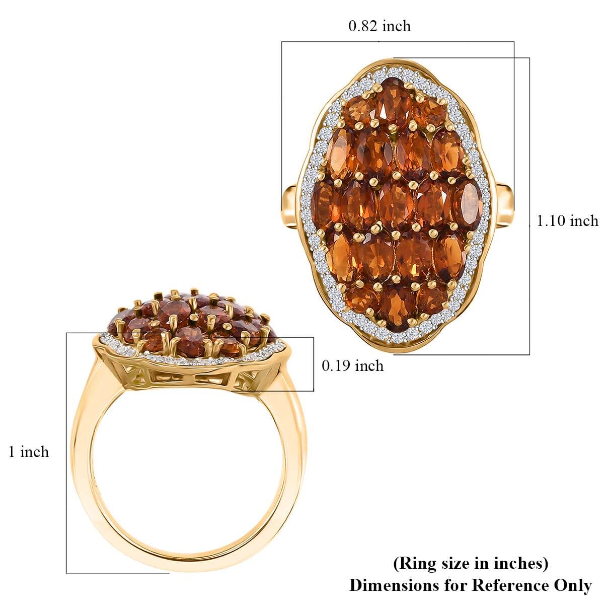 Premium Santa Ana Madeira Citrine and White Zircon 4.10 ctw Harvest Flame Ring in 18K Vermeil Yellow Gold Over Sterling Silver (Size 8.0) image number 5