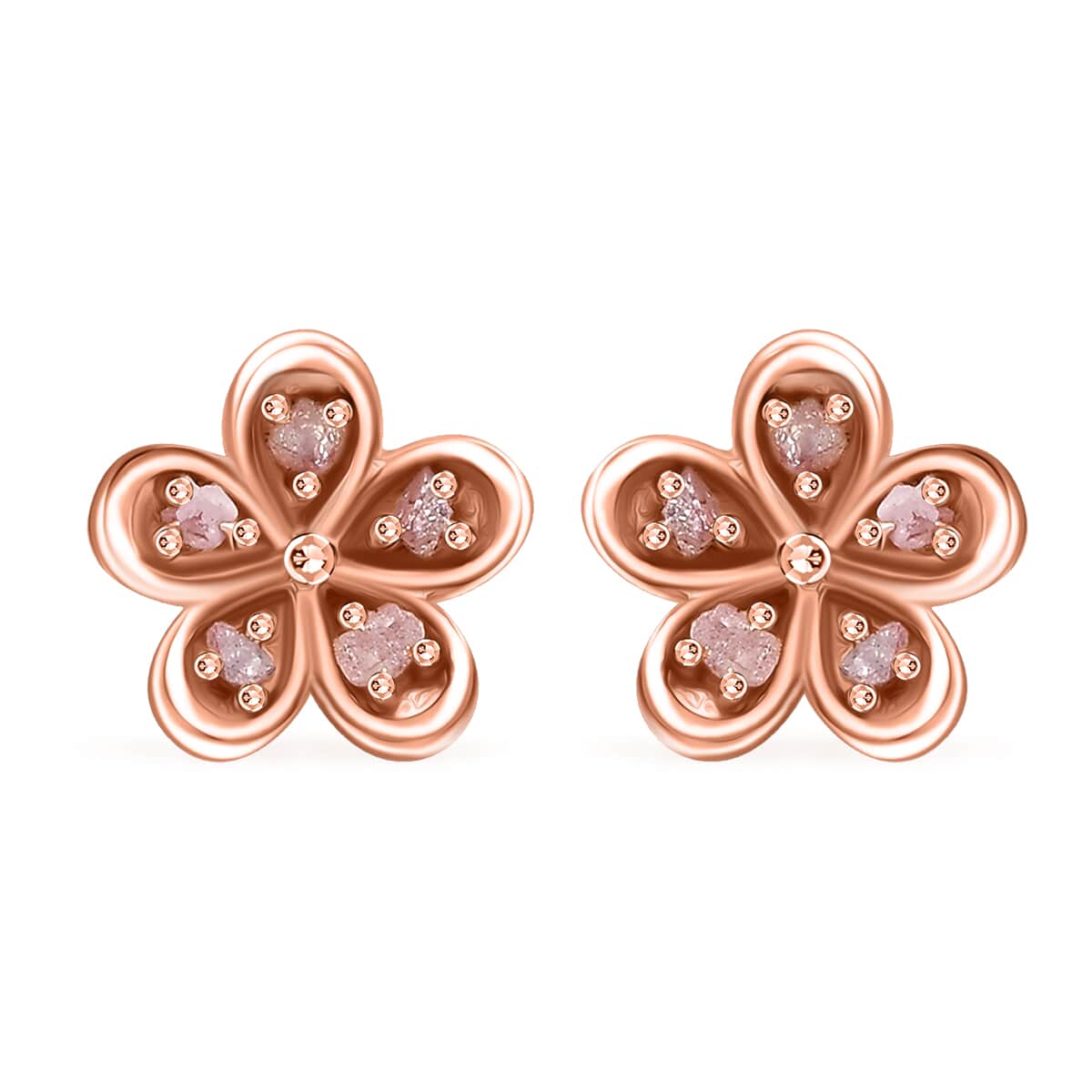 Uncut Natural Pink Diamond 0.10 ctw Earrings in 18K Vermeil Rose Gold Over Sterling Silver image number 0