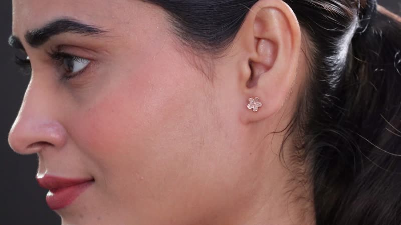 D'Joy Uncut Natural Pink Diamond 0.10 ctw Earrings in 18K Vermeil Rose Gold Over Sterling Silver