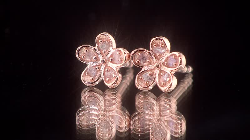 D'Joy Uncut Natural Pink Diamond 0.10 ctw Earrings in 18K Vermeil Rose Gold Over Sterling Silver