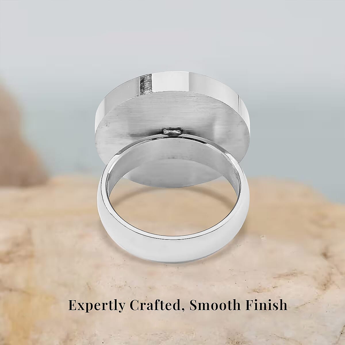 Black Murano Style Ring in Stainless Steel (Size 7.0) image number 3