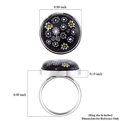 Black Murano Style Ring in Stainless Steel (Size 8.0)