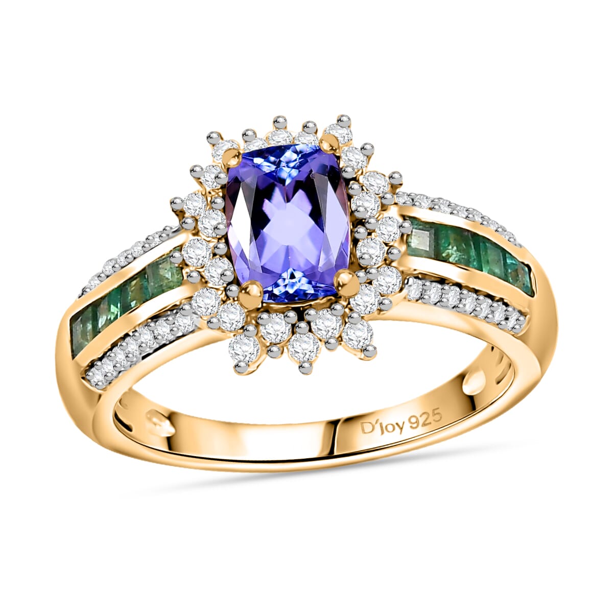 Tanzanite and Multi Gemstone 1.90 ctw Regal Bloom Ring in 18K Vermeil Yellow Gold Over Sterling Silver (Size 6.0)  image number 0