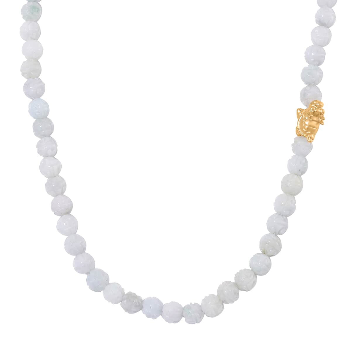 Natural Jade 403.00 ctw Carved Beaded Necklace with Dragon Turtle Charm in 14K YG Over Sterling Silver 20 Inches (Del. in 8-10 Days) image number 0