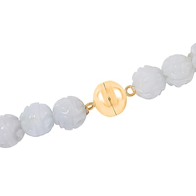 Natural Jade 403.00 ctw Carved Beaded Necklace with Dragon Turtle Charm in 14K YG Over Sterling Silver 20 Inches