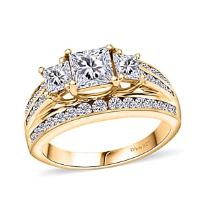 D'Joy Moissanite 2.00 ctw Trinity Ring in 18K Vermeil Yellow Gold Over Sterling Silver (Size 5.0)