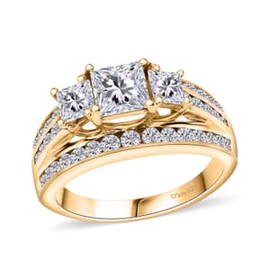 Moissanite 2.00 ctw Trinity Ring in 18K Vermeil Yellow Gold Over Sterling Silver (Size 7.0)