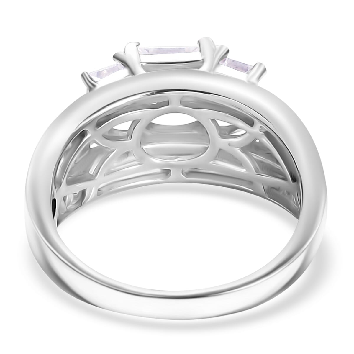 Moissanite 2.00 ctw Trinity Ring in Rhodium Over Sterling Silver (Size 10.0) image number 4