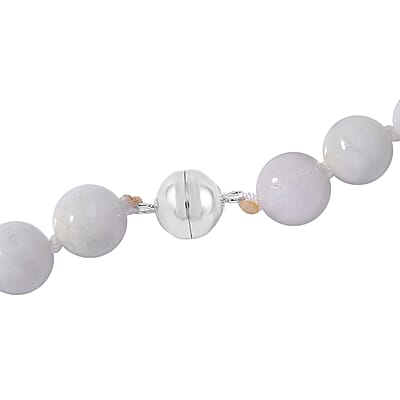 Natural Jade 335.00 ctw Ruyi Ping An Carved and Beaded Necklace in Rhodium Over Sterling Silver 20 Inches