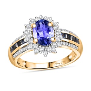 Tanzanite and Multi Gemstone 2.30 ctw Regal Bloom Ring in 18K Vermeil Yellow Gold Over Sterling Silver (Size 10.0)