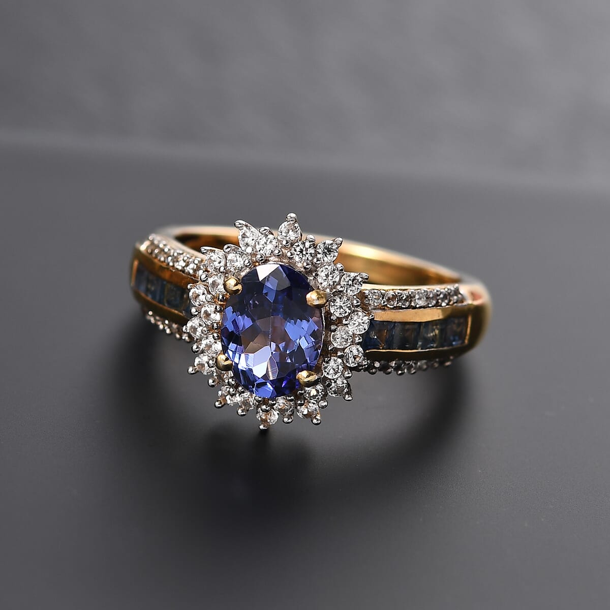 Tanzanite and Multi Gemstone 2.30 ctw Regal Bloom Ring in 18K Vermeil Yellow Gold Over Sterling Silver (Size 10.0) image number 1