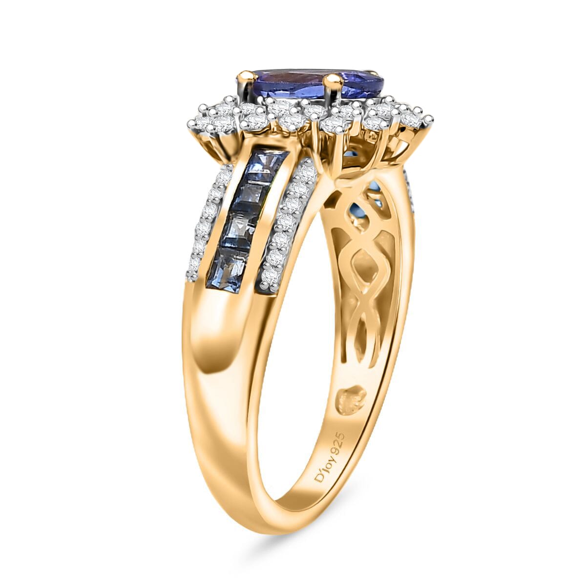 Tanzanite and Multi Gemstone 2.30 ctw Regal Bloom Ring in 18K Vermeil Yellow Gold Over Sterling Silver (Size 10.0) image number 3