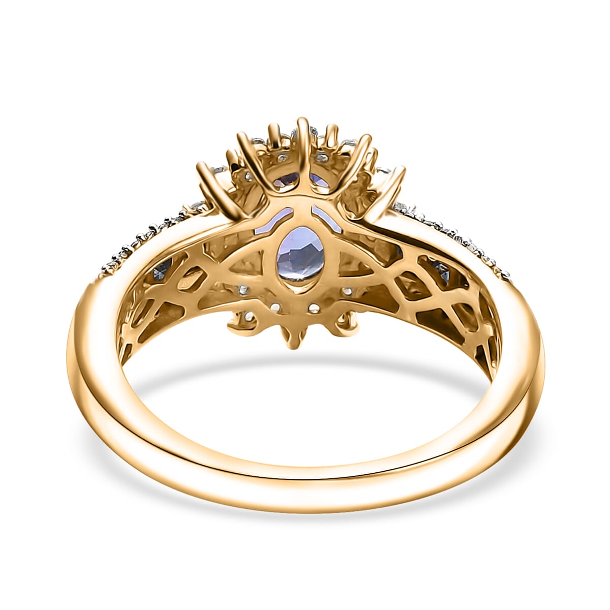 Tanzanite and Multi Gemstone 2.30 ctw Regal Bloom Ring in 18K Vermeil Yellow Gold Over Sterling Silver (Size 10.0) image number 4