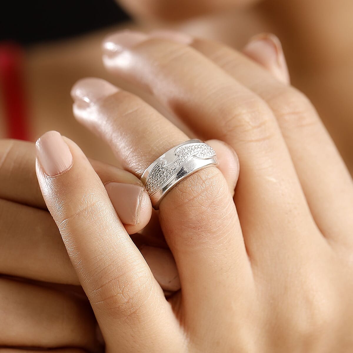 Karis White Diamond Accent Ring in Platinum Bond (Size 5.0) image number 2