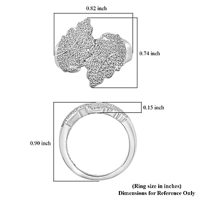 Karis White Diamond Accent Leaf Bypass Ring in Platinum Bond (Size 10.0)
