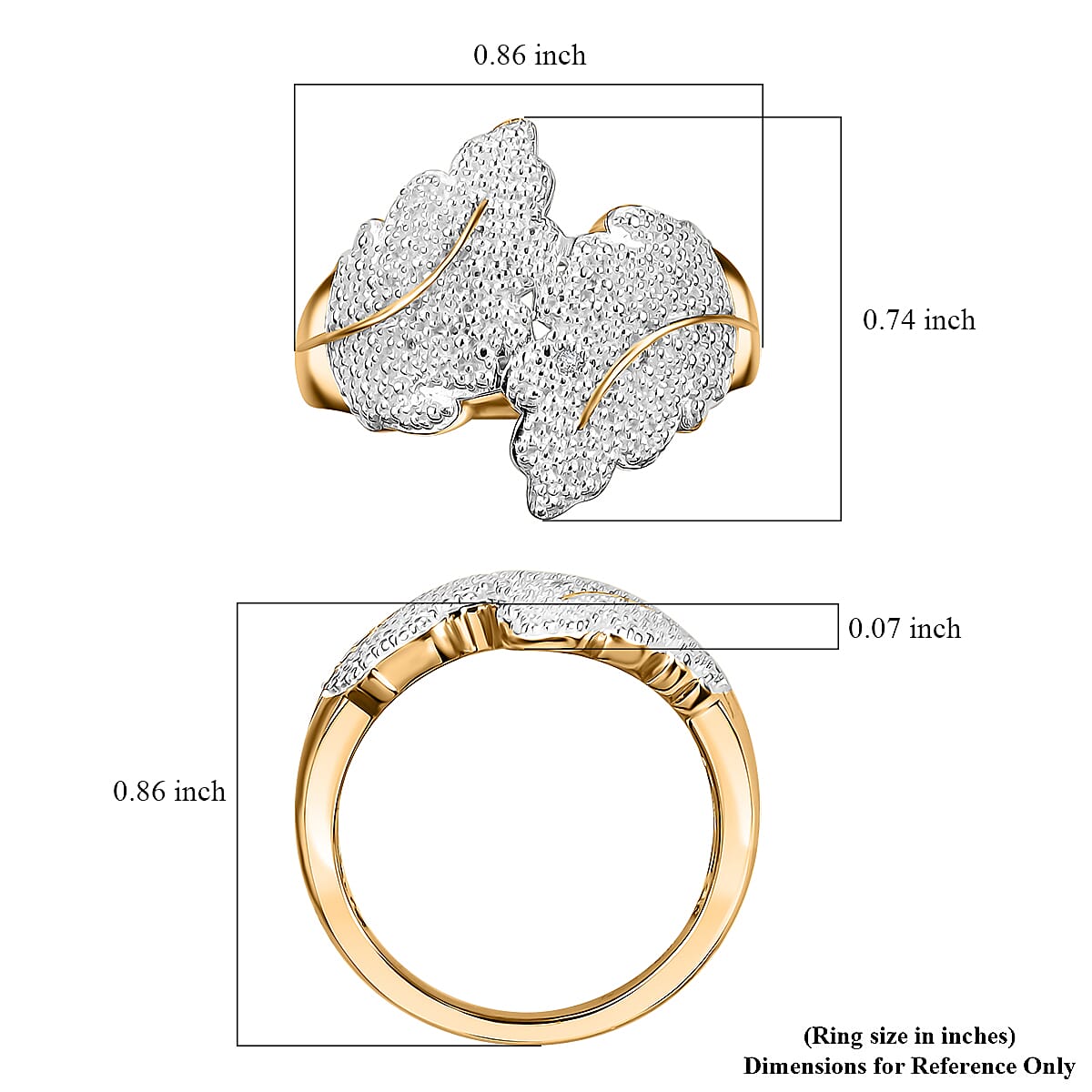 Karis White Diamond Leaf Bypass Ring in 18K YG Over (Size 5.0) image number 5