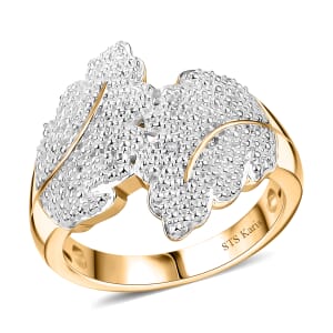 Karis White Diamond Leaf Bypass Ring in 18K YG Over (Size 8.0)