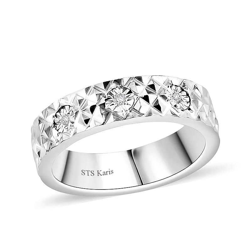 Karis White Diamond Accent Band Ring in Platinum Bond (Size 10.0)