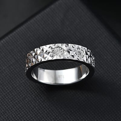 Karis White Diamond Accent Band Ring in Platinum Bond (Size 10.0)