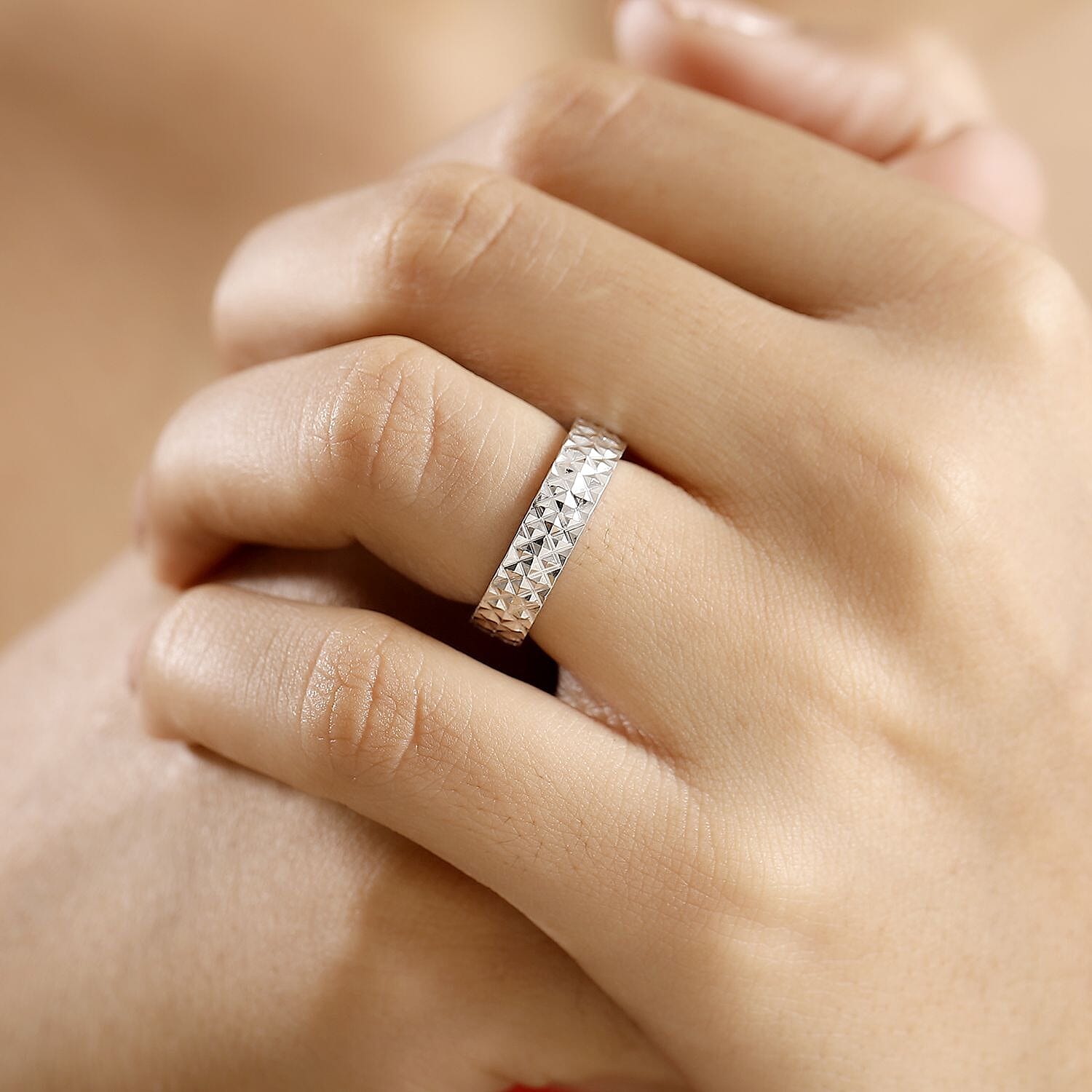 Karis White Diamond Accent Band Ring in Platinum Bond (Size 10.0)