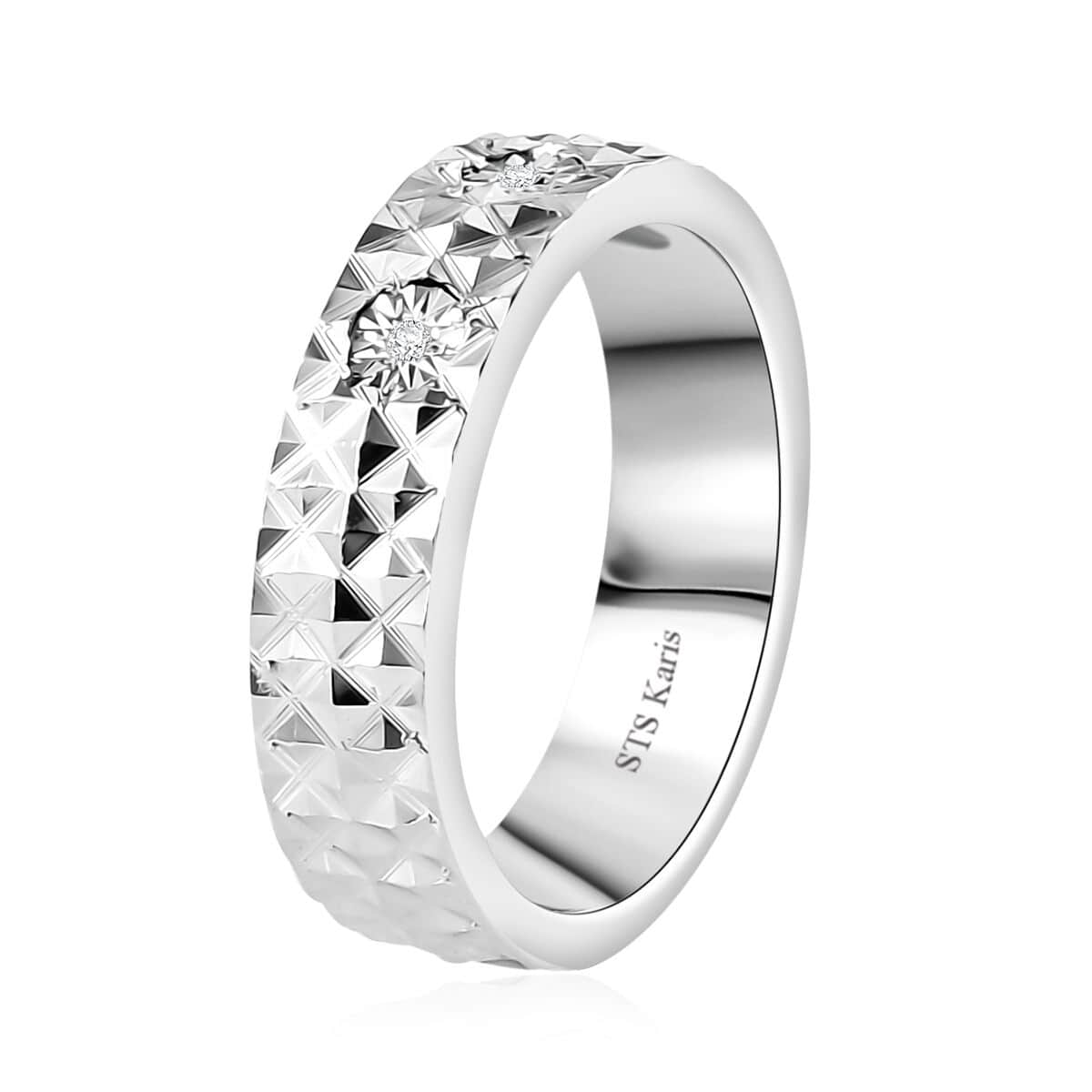 Karis White Diamond Accent Band Ring in Platinum Bond (Size 10.0) image number 3