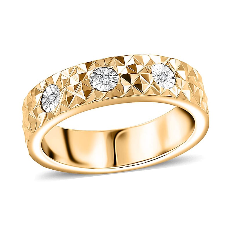 Karis White Diamond Accent Band Ring in 18K YG Plated (Size 10.0)