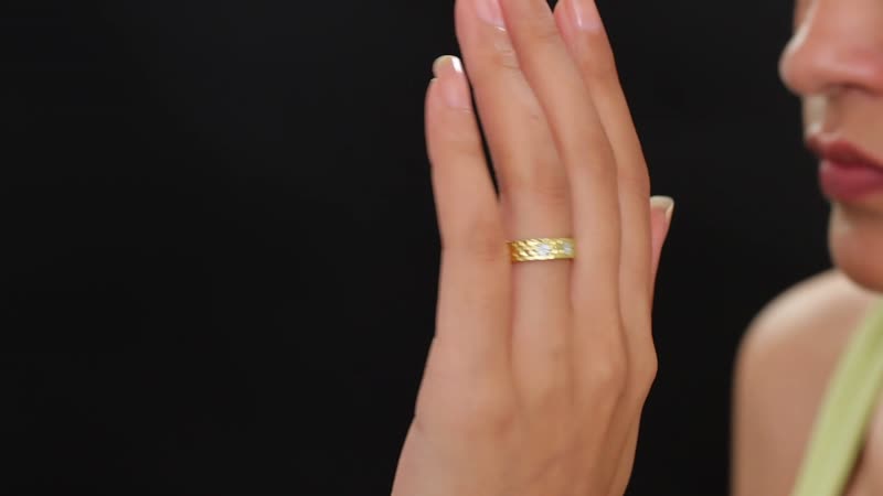 Karis White Diamond Accent Band Ring in 18K YG Plated (Size 10.0)